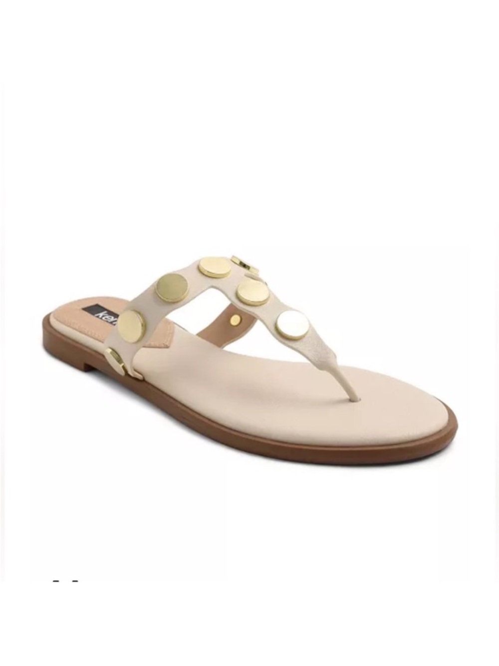 Kensie‎ Maija Thong Slide Sandals Beige Nude gold accents Women’s size 6